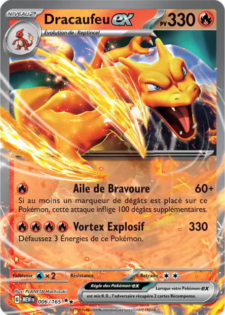 Carte Pokémon Neuve - Dracaufeu EX 006/165 - Double Rare - EV03.5 - 151 - Sortie de Booster