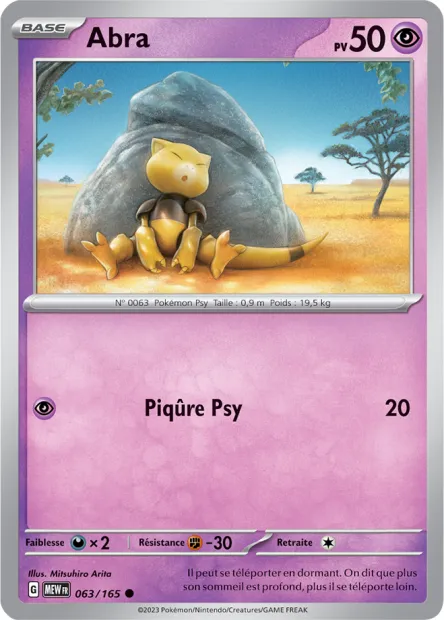 Carte Pokémon Neuve - Abra 063/165 - Commune - EV03.5 - 151 - Sortie de Booster