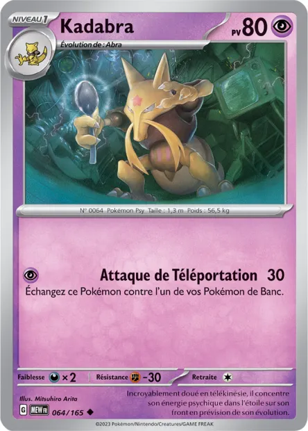 Carte Pokémon Neuve - Kadabra 064/165 - Peu Commune - EV03.5 - 151 - Sortie de Booster