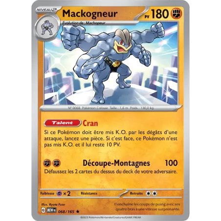 Carte Pokémon Neuve - Mackogneur 068/165 - Rare - EV03.5 - 151 - Sortie de Booster
