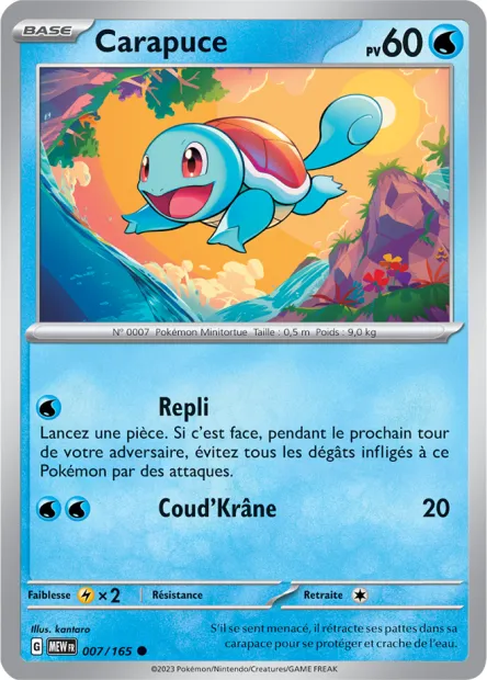 Carte Pokémon Neuve - Carapuce 007/165 - Commune - EV03.5 - 151 - Sortie de Booster