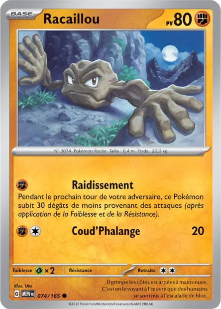 Carte Pokémon Neuve - Racaillou 074/165 - Commune - EV03.5 - 151 - Sortie de Booster