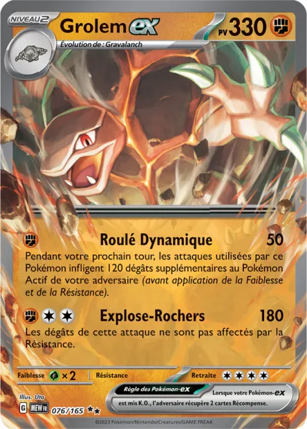 Carte Pokémon Neuve - Grolem EX 076/165 - Double Rare - EV03.5 - 151 - Sortie de Booster