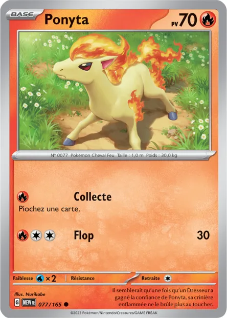 Carte Pokémon Neuve - Ponyta 077/165 - Commune - EV03.5 - 151 - Sortie de Booster