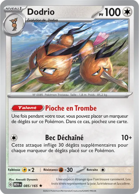 Carte Pokémon Neuve - Dodrio 085/165 - Rare - EV03.5 - 151 - Sortie de Booster