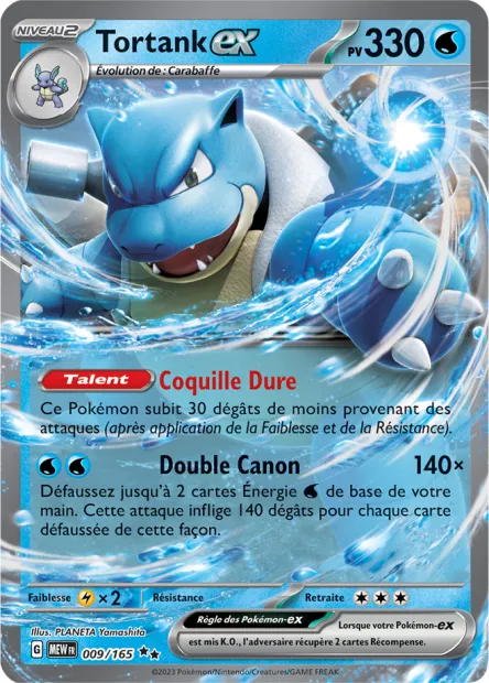 Carte Pokémon Neuve - Tortank EX 009/165 - Double Rare - EV03.5 - 151 - Sortie de Booster